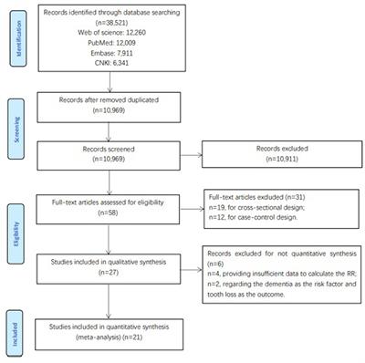 Tooth loss and the risk of cognitive decline and dementia: A meta-analysis of cohort studies